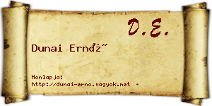 Dunai Ernő névjegykártya